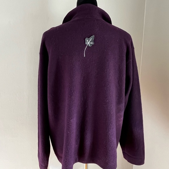 Vintage Coldwater Creek Purple Boiled Wool Appliqué leaves Jacket Coat sz PS - Picture 7 of 13
